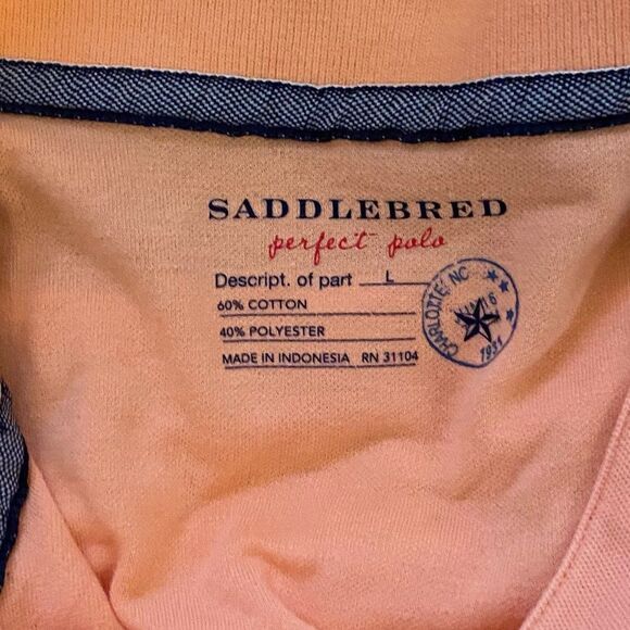 Saddlebred Perfect Polo Short Sleeve Mens Polo Shirt Size L - Picture 3 of 3